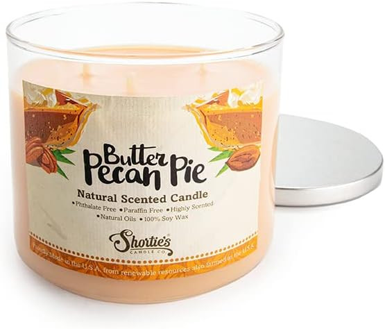 Amazon.com: Butter Pecan Pie Highly Scented Natural 3 Wick Candle, Essential Fragrance Oils, 100%... | Amazon (US)