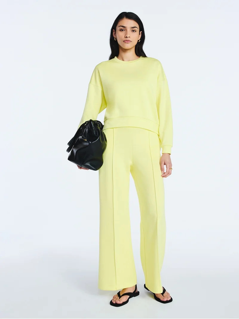 Scoop Women's and Women's Plus New Scubaknit Cropped Sweatshirt with Drop Sleeves, Sizes XS-4X | Walmart (US)