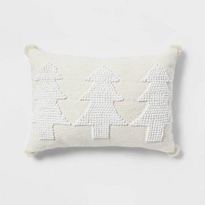 Oblong Embroidered Tree Decorative Throw Pillow Stucco - Threshold™ | Target