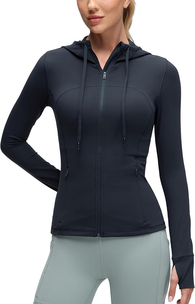 CRZ YOGA Butterluxe Hooded Athletic Jackets for Women - Full Zip Track Casual Tops with Thumb Hol... | Amazon (US)