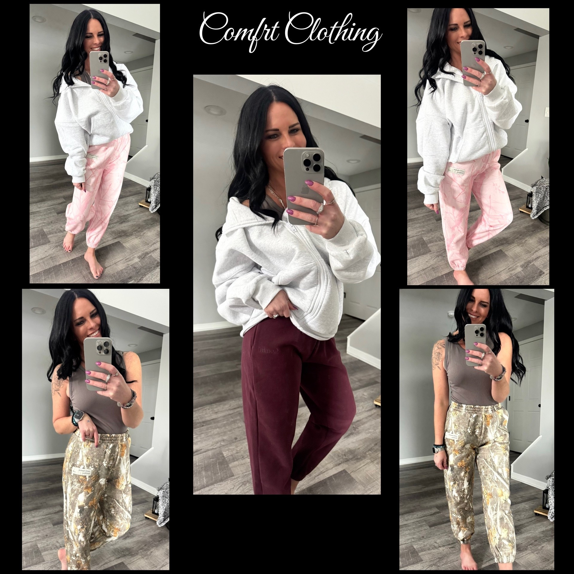 Oh my goodness-if you haven’t tried Comfrt Clothing…do IT! The quality is absolutely amazing-so soft and cozy! The Cloud Zip up runs VERY oversized. I am a true small, and this is the XS on me! I suggest sizing down, and you will still get an oversized look! I am actually wearing a XL youth in the sweatpants! I am 5’4” and 125lbs! If you are taller than me, I’d go with the adult sweatpants! Seriously SO comfortable! I’ll be ordering more! #comfrt #comfrtclothing #comfrtsweatpants #comfrtcloudzipup #loungewear #womensfashion 