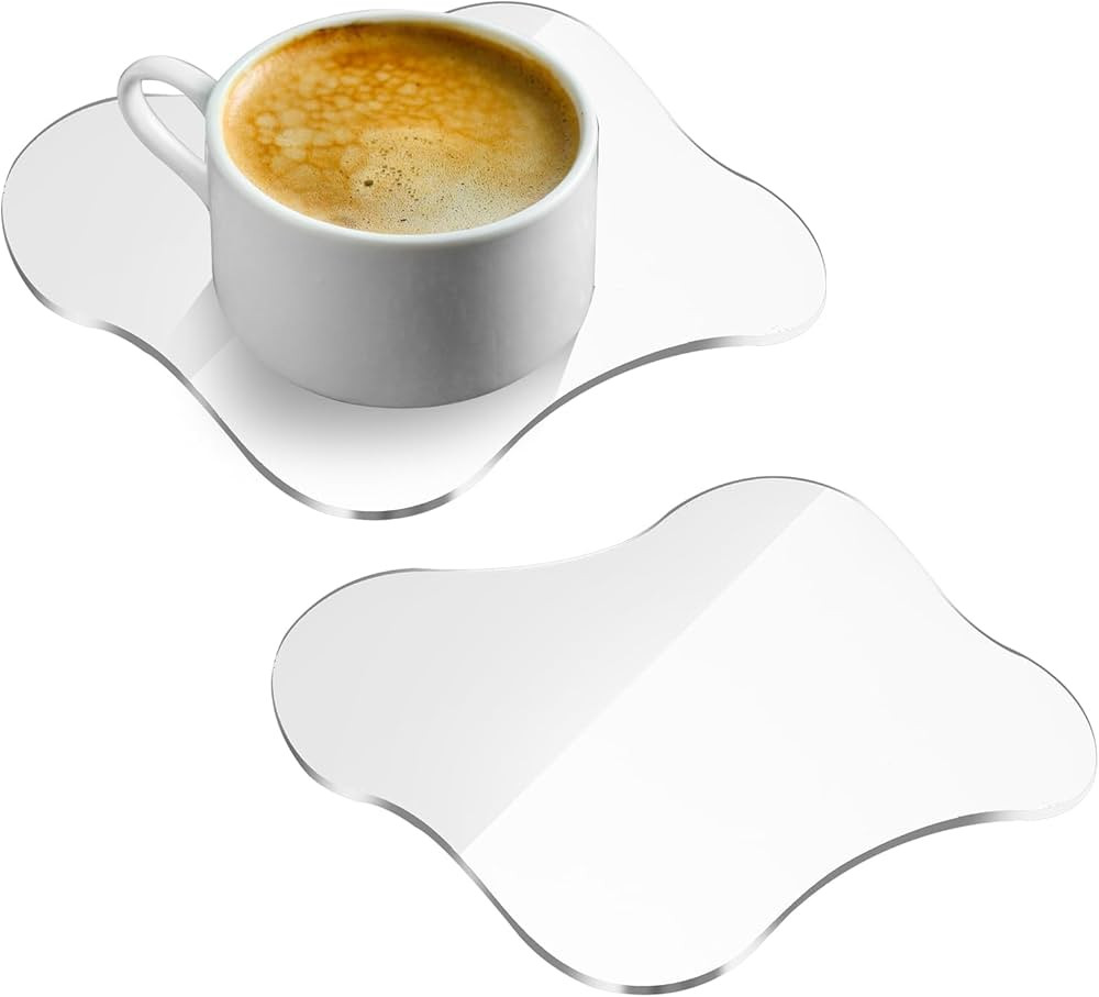 2 Pcs Acrylic Coaster Clear Desk Coaster Aesthetic Coasters Drink Cup Coasters Irregular Coffee T... | Amazon (US)