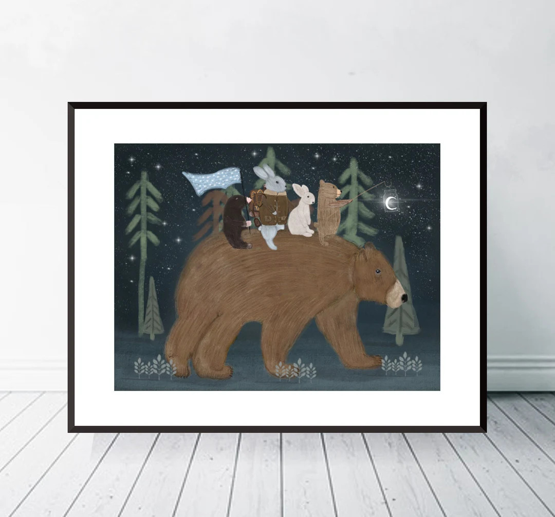 The Moon Bear. Nursery Art, Children's Wall Art, Neutral Nursery Art, Children's Picture, Woodlan... | Etsy (US)
