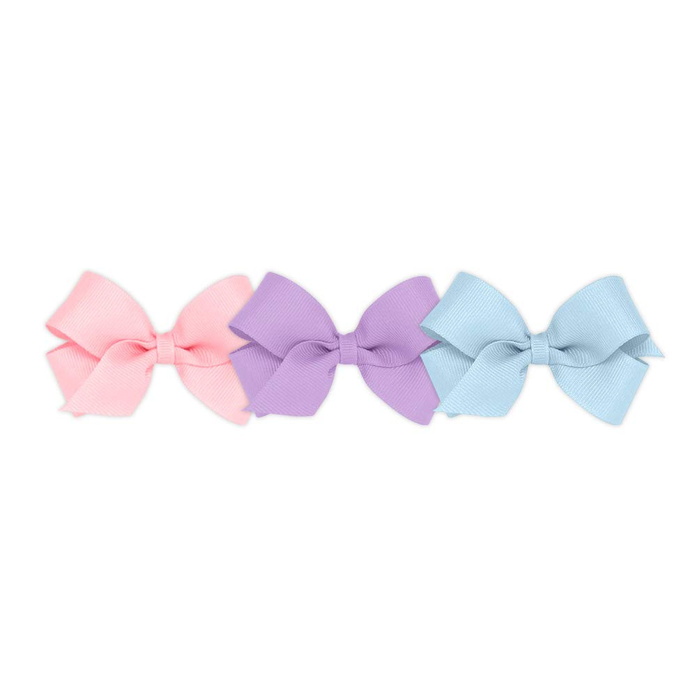 Wee Ones Girls' Mini Bow 3 pc Set Solid Grosgrain Variety Pack on a WeeStay No-Slip Hair Clip - L... | Amazon (US)
