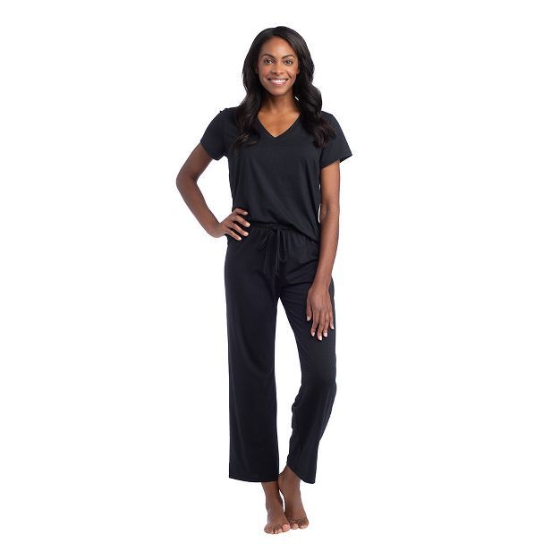 Softies Women's V-Neck Short Sleeve Ankle Length Pajama Set | Target