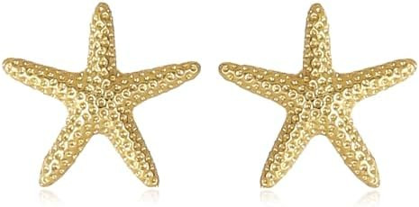 Starfish Shell Stud Earrings for Women Gold Silver Chunky Seashell Drop Dangle Earring Beach Summ... | Amazon (US)