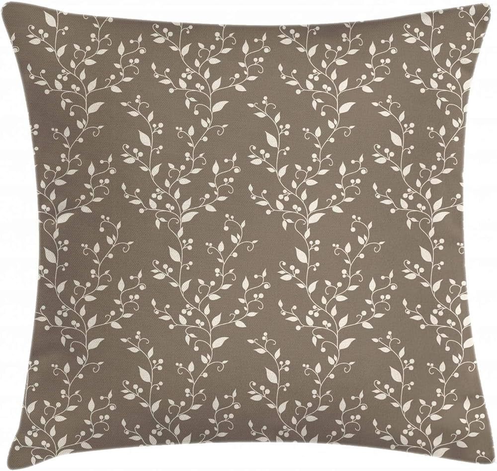 Ambesonne Floral Throw Pillow Cushion Cover, Nature Inspirations Pattern Branches Leaves and Berr... | Amazon (US)