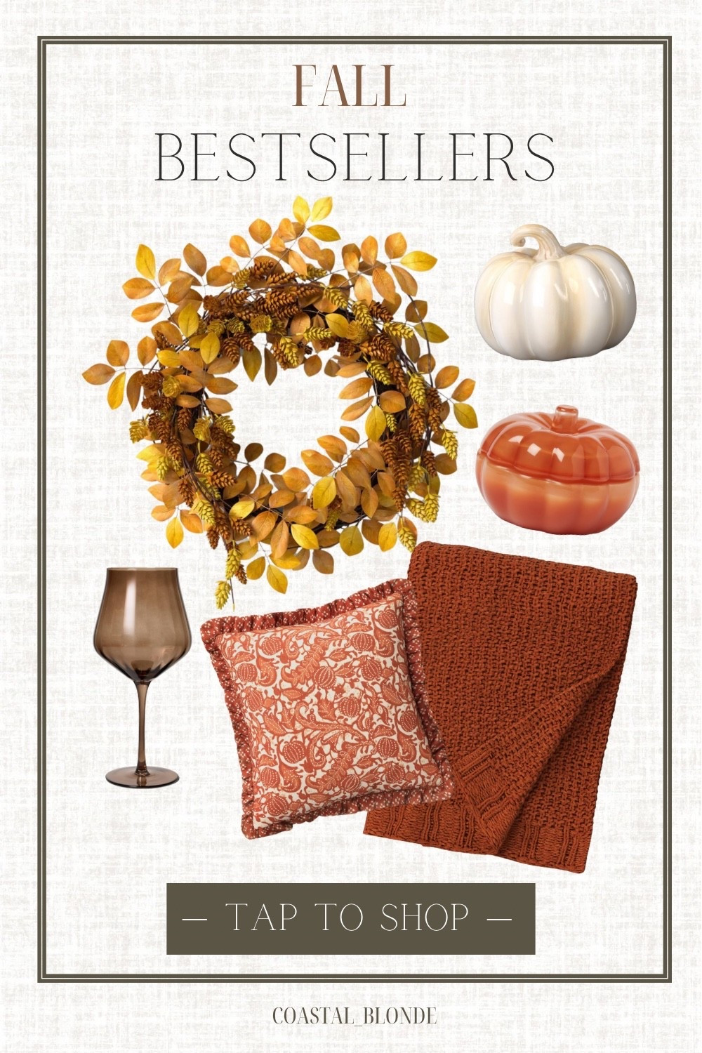 Fall home decor 
Fall blanket
Wreath 
Pumpkin 
Wine glass 

#LTKFallSale #LTKHome #LTKFindsUnder100