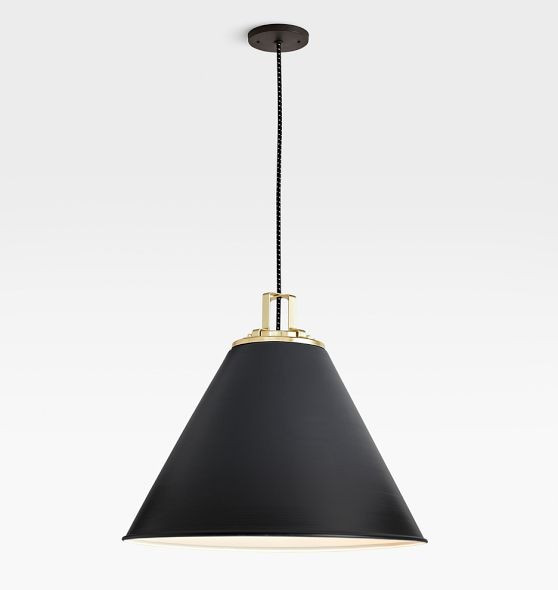 Butte 24" Cone Pendant, Aged Brass Fitter | Rejuvenation