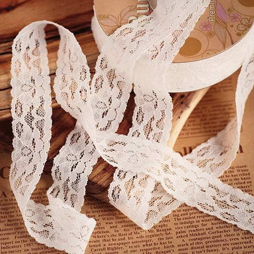 JUCOXO 1" Wide x 25 Yards Elastic Floral Pattern White Lace Ribbon for Decorating, Floral Designi... | Amazon (US)