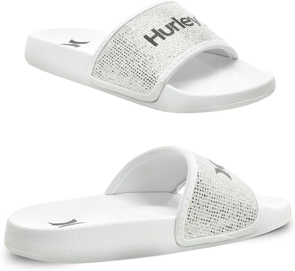 Hurley Naia Slides for Girls- Comfortable Slip-On Kids Sandals, Cute Girls' Slides for Indoor and... | Amazon (US)