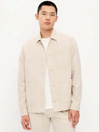 Linen-Blend Chore Jacket | Old Navy (US)