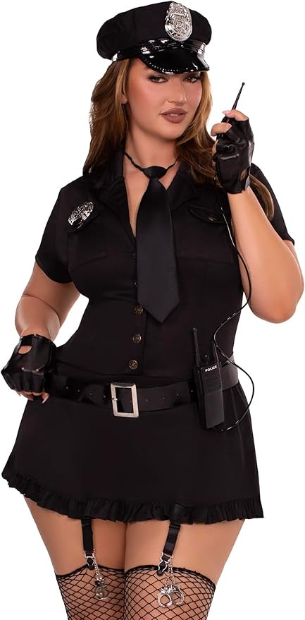 Leg Avenue Women's 6 Pc Dirty Cop Costume With Dress, Hat, Gloves, Belt, Tie, Toy Walkie Talkie | Amazon (US)