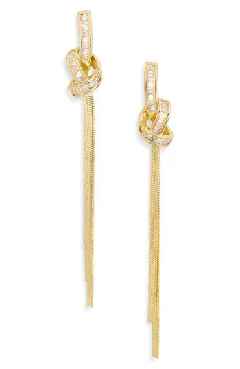 EYE CANDY LOS ANGELES Talia Cubic Zirconia Knot Chain Drop Earrings in Gold at Nordstrom Rack | Nordstrom Rack