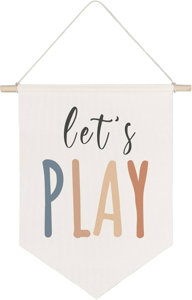 QODUNG Children's Playroom Wall Decor,Let's Play Sign,Boho Classroom Decor,Wall Hanging Pennant F... | Amazon (US)