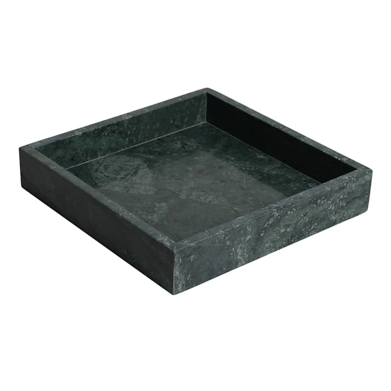 Green Marble Square Decorative Tray, 8" | At Home