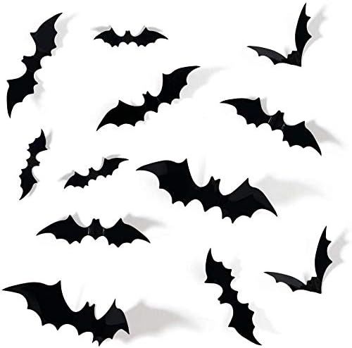 72pcs DIY Halloween Party Supplies 2021 Upgraded PVC 3D Decorative Scary Bats Wall Decal Wall Sti... | Amazon (US)