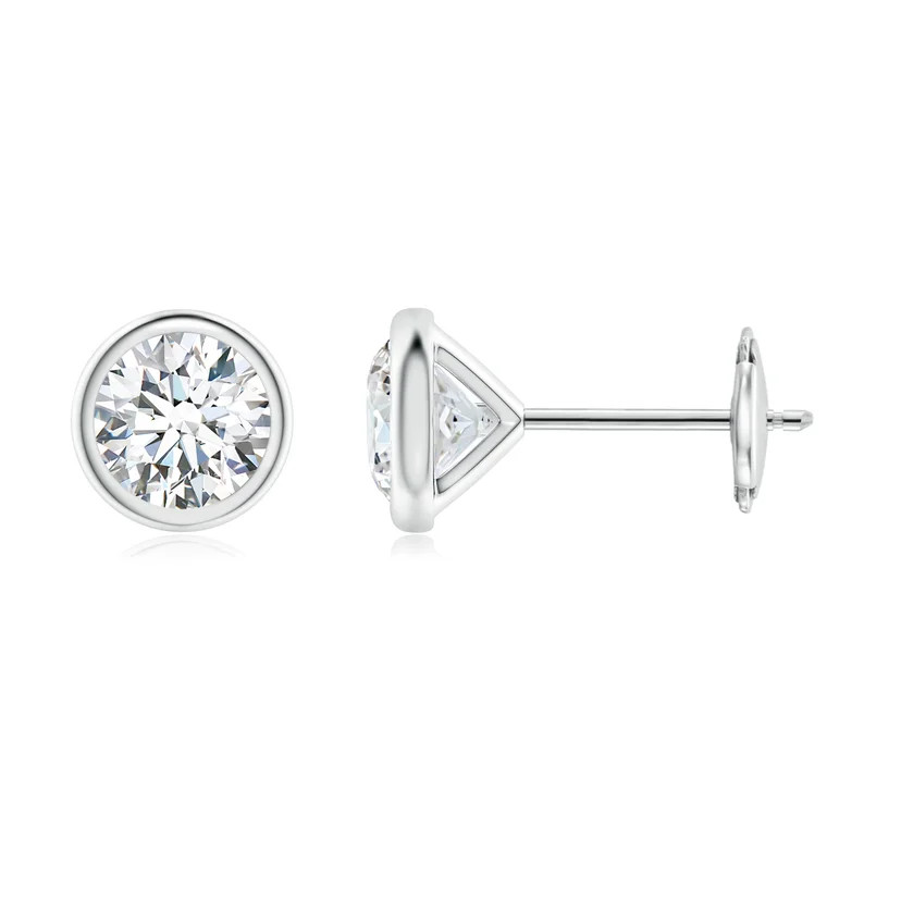 Lab-Grown Bezel-Set Diamond Martini Stud Earrings | Angara Inc.