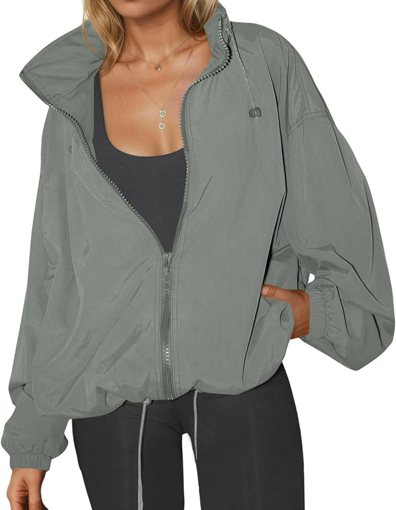 Yousify Womens Waterproof Rain Jackets Lightweight Zip Up Raincoat Outdoor Hiking Hooded Windbrea... | Amazon (US)