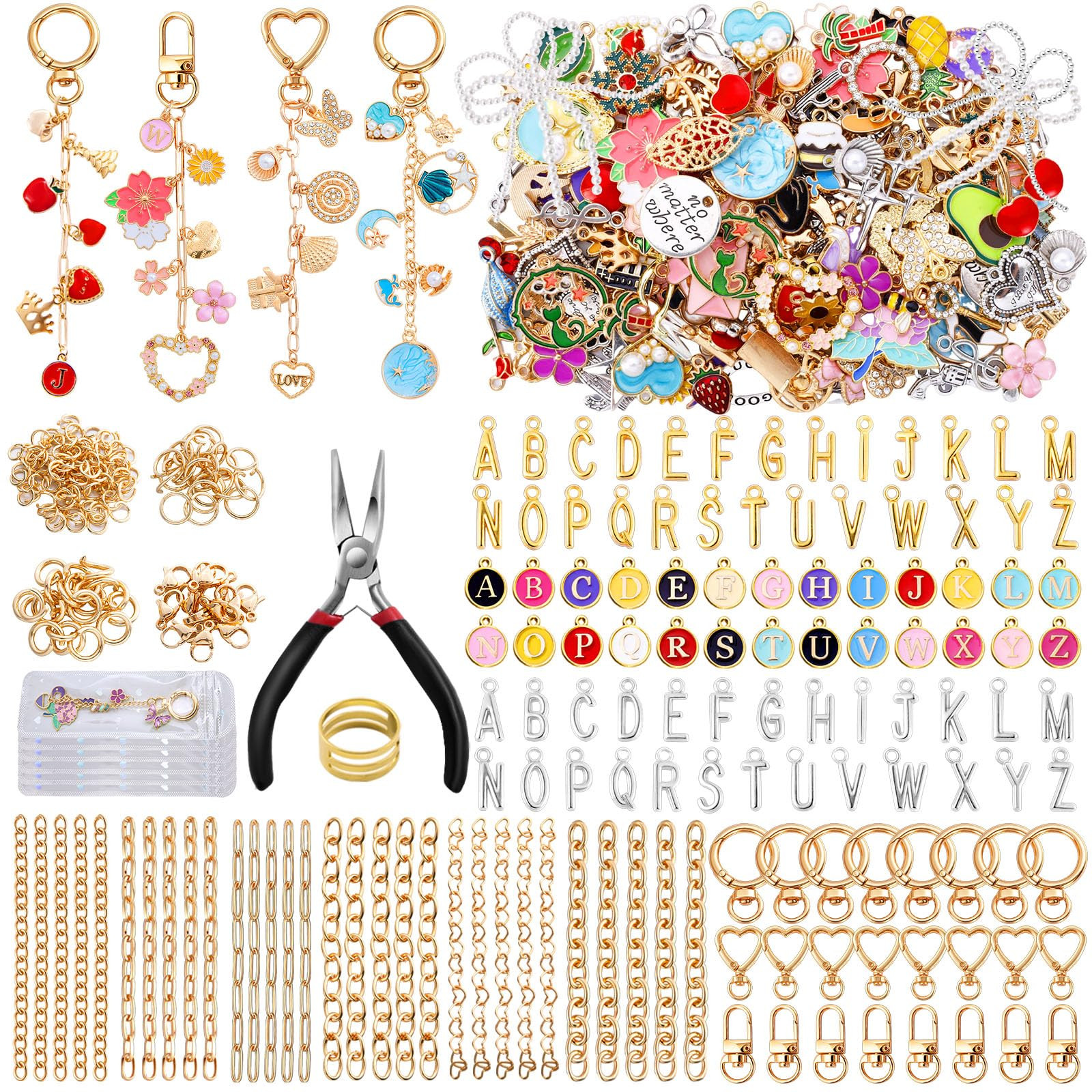Wurosi 544Pcs Lip Gloss Keychain Making Kit with Charms, Including 24 Keychains Clips 30 Extender... | Amazon (US)