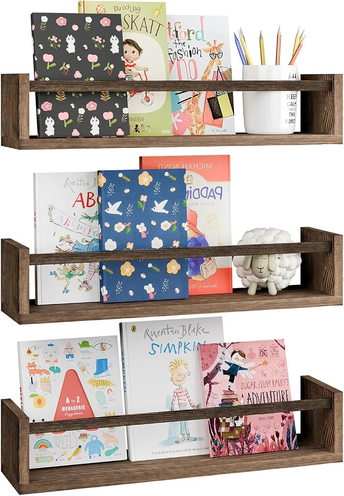 Fixwal Nursery Book Shelves, 16.5 Inch Floating Bookshelves for Wall Set of 3, Baby Nursery Decor... | Amazon (US)