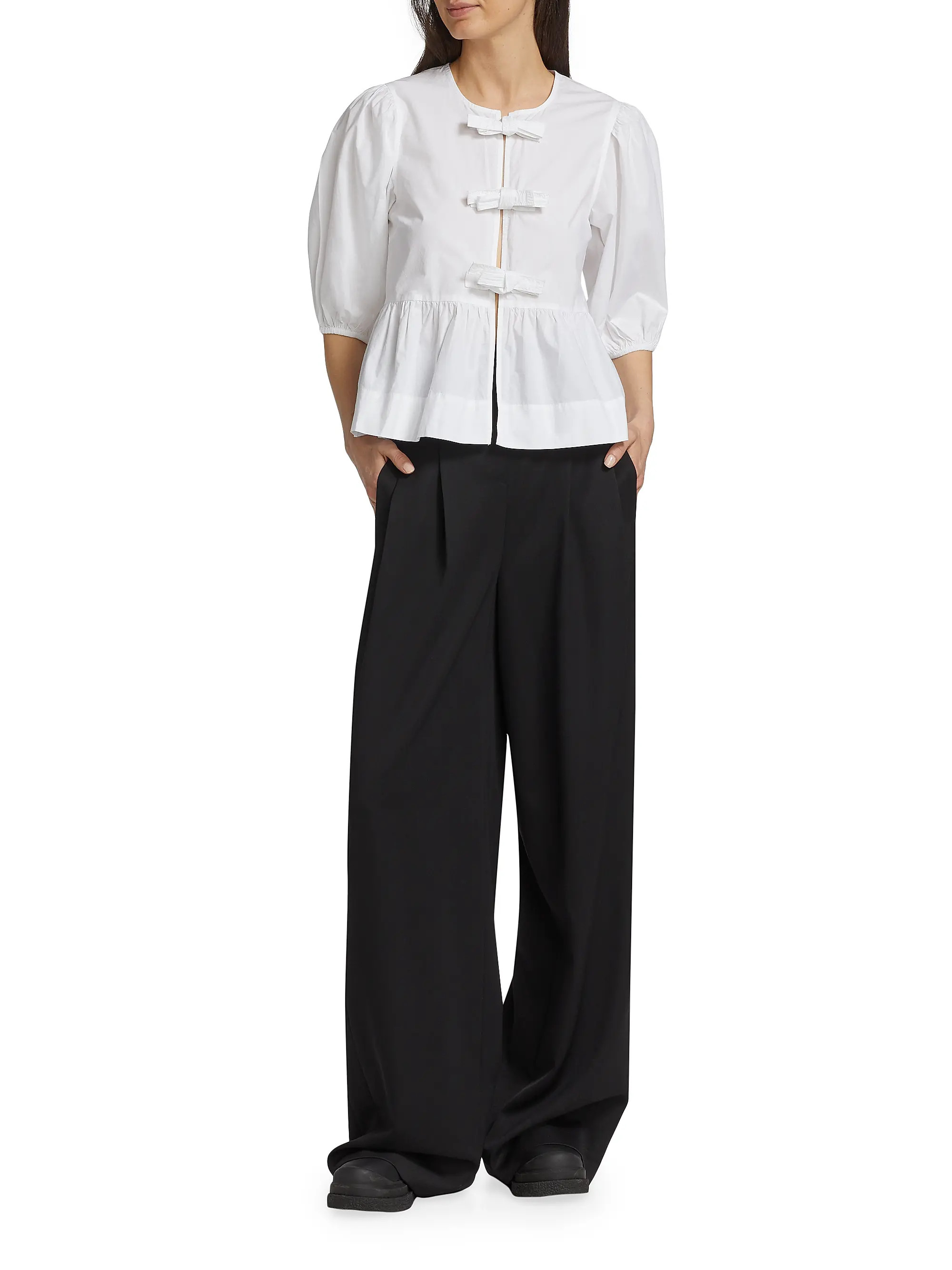 Cotton Poplin Peplum Blouse | Saks Fifth Avenue