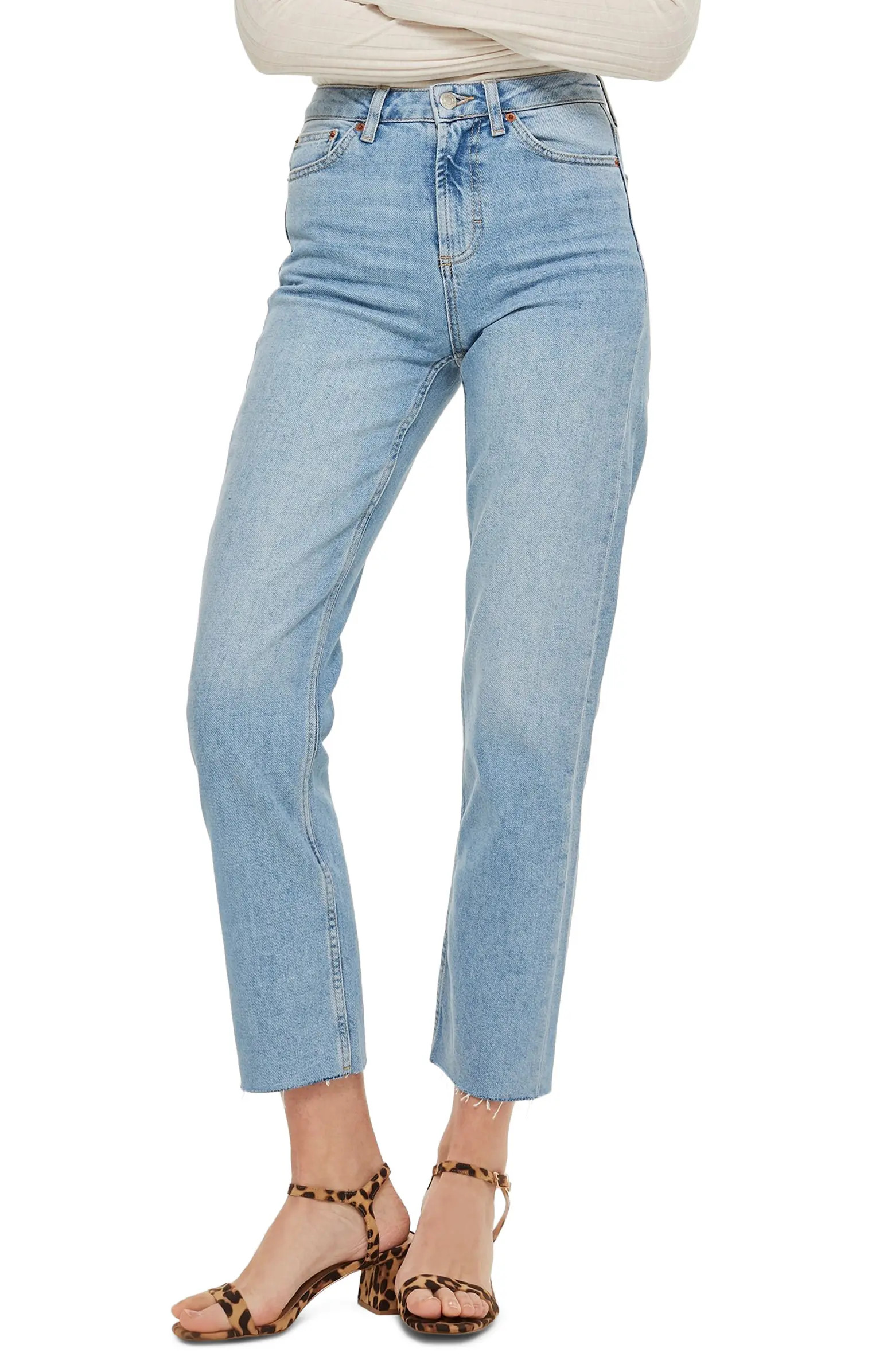 Topshop Raw Hem Crop Straight Leg Jeans | Nordstrom | Nordstrom