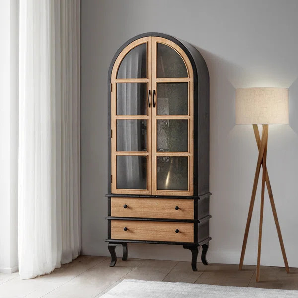 Besnike Circular Top Solid Wood Dining Cabinet with Drawers | Wayfair North America