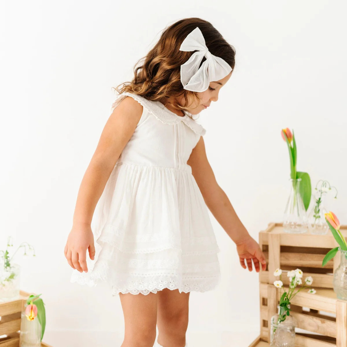 White Tiered Woven Dress | Bums & Roses