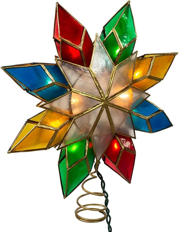 Kurt Adler 10-Light Multi-Color Capiz Star Tree Topper | Amazon (US)