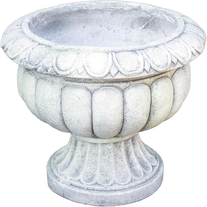 Darthome Stone Grey Fluted Urn Planter 32x27x32cm Cement Fibrestone Garden Round Natural Antique ... | Amazon (UK)