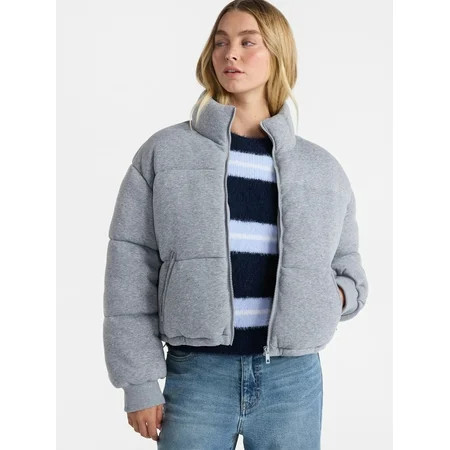No Boundaries Knit Puffer Jacket, Women's | Walmart (US)
