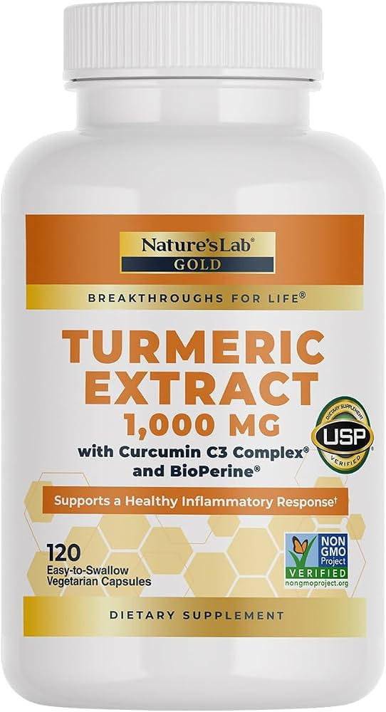 Nature's Lab Turmeric Curcumin C3 Complex 1000mg - Turmeric Extract 1000mg & BioPerine 5mg Standa... | Amazon (US)