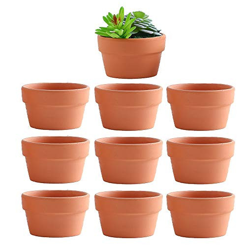Yishang 4.4 Inch Shallow Terracotta Plant Pots,Ceramic Clay Cactus/succlent Container with Drain Hole,Small unglazed Planter for Indoor/Outdoor Plants, Crafts | Amazon (US)