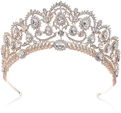 SWEETV Rose Gold Wedding Tiaras and Crowns for Women, Rhinestone Queen Tiara Headpieces for Women... | Amazon (US)