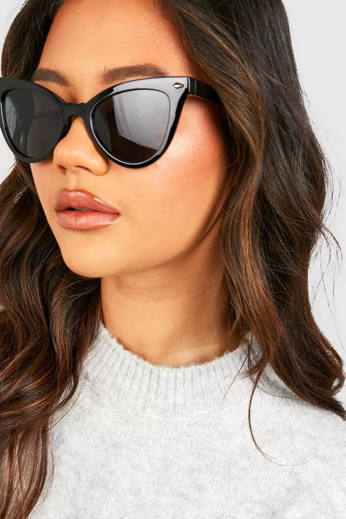 Black Frame Cat Eye Sunglasses | Boohoo.com (UK & IE)