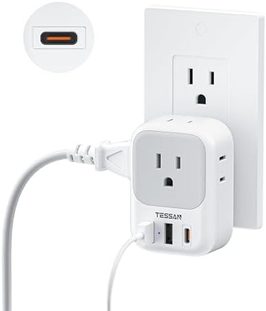 TESSAN USB C Charger Block 20W PD, Fast Charging Adapter Wall Plug, Power Outlet Extender(4 AC an... | Amazon (US)
