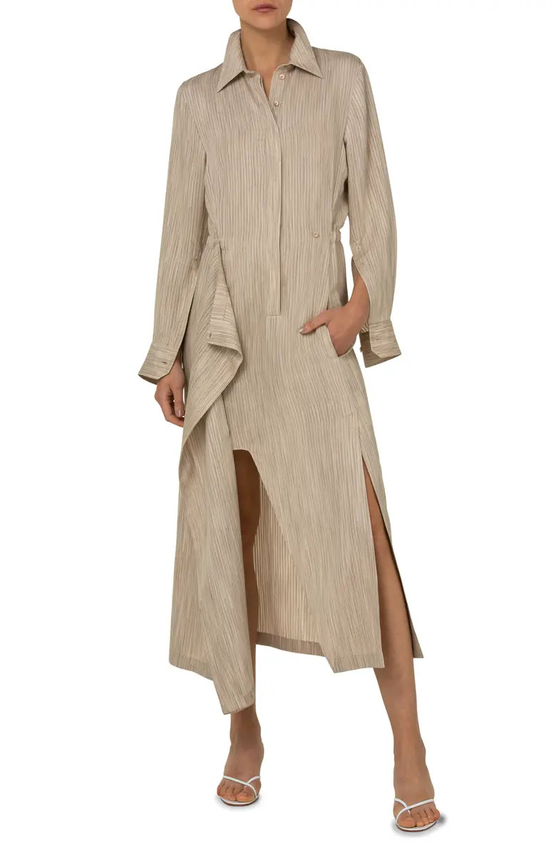 Metallic Stripe Long Sleeve Apron Shirtdress | Nordstrom