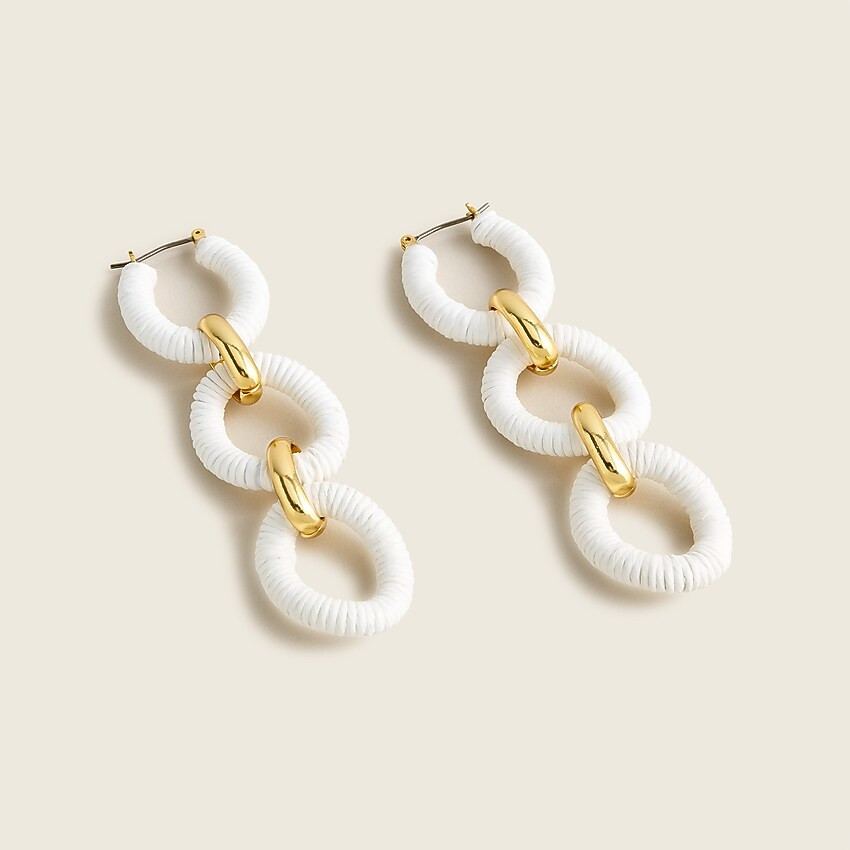 Cotton raffia-wrapped chain earrings | J. Crew US