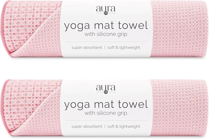 S&T INC. Aura Microfiber Yoga Mat Towel with Grip, 2 Pack, 24" x 72", Pink | Amazon (US)