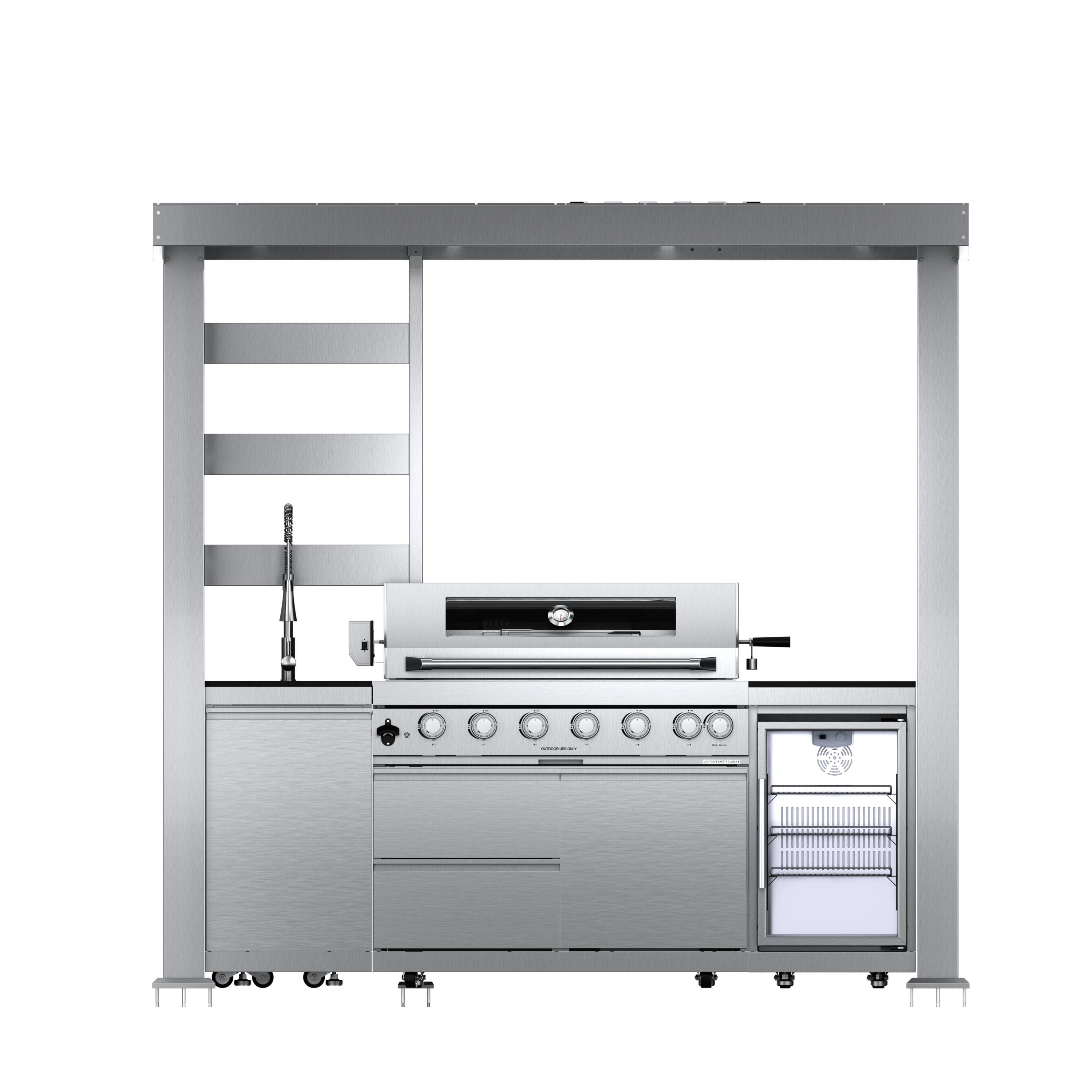 Xspracer Liquid Propane 94-in W Steel Stainless steel Square Grill island Modular Outdoor Kitchen 6 -Burners one_size | ML-MOKSD05 | Lowe's