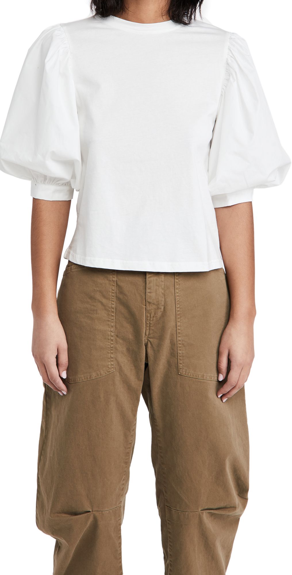 En Saison T-Shirt With Poplin Puffed Sleeves | Shopbop