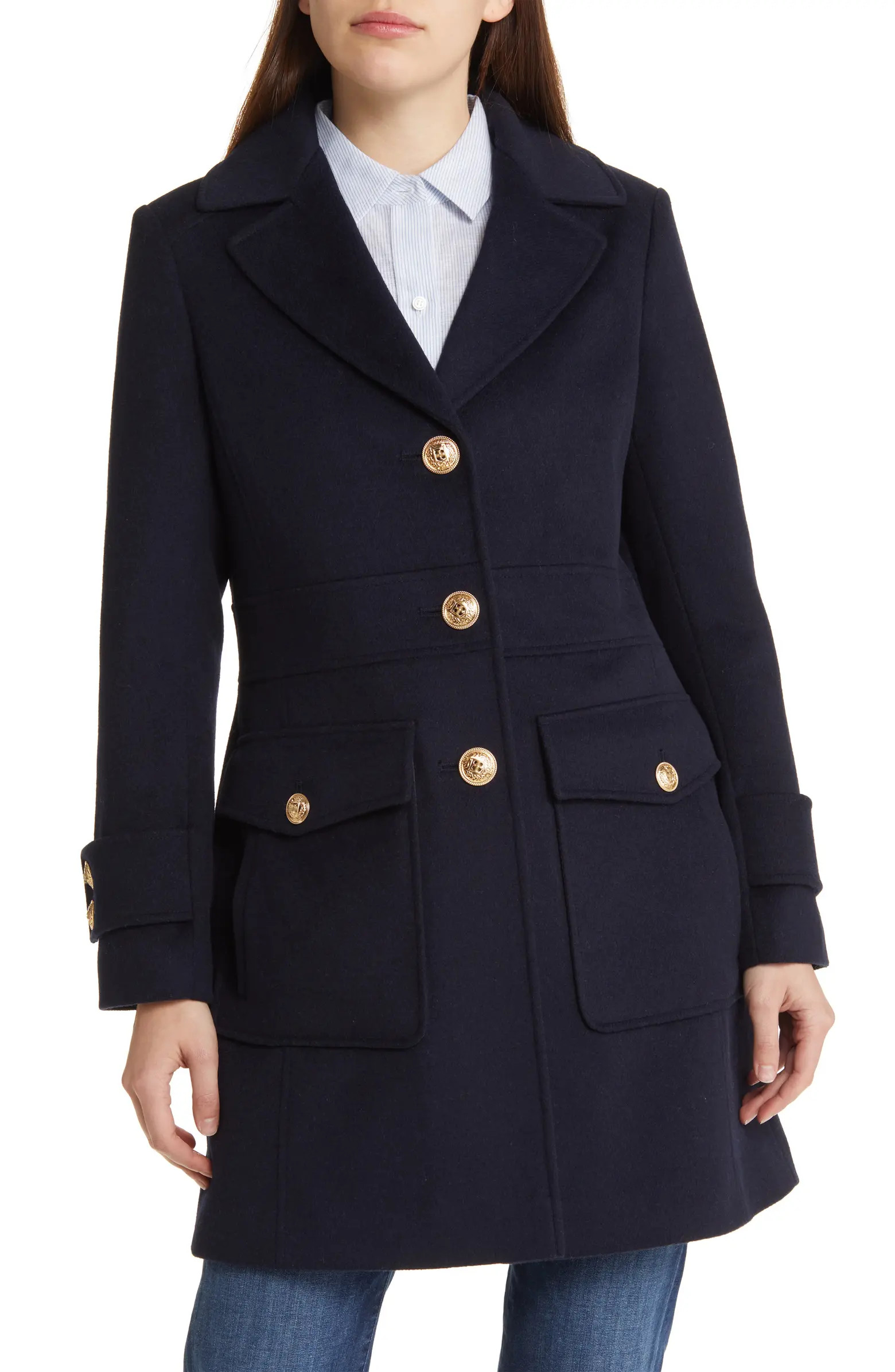 Wool Blend Felt Martingale Coat | Nordstrom