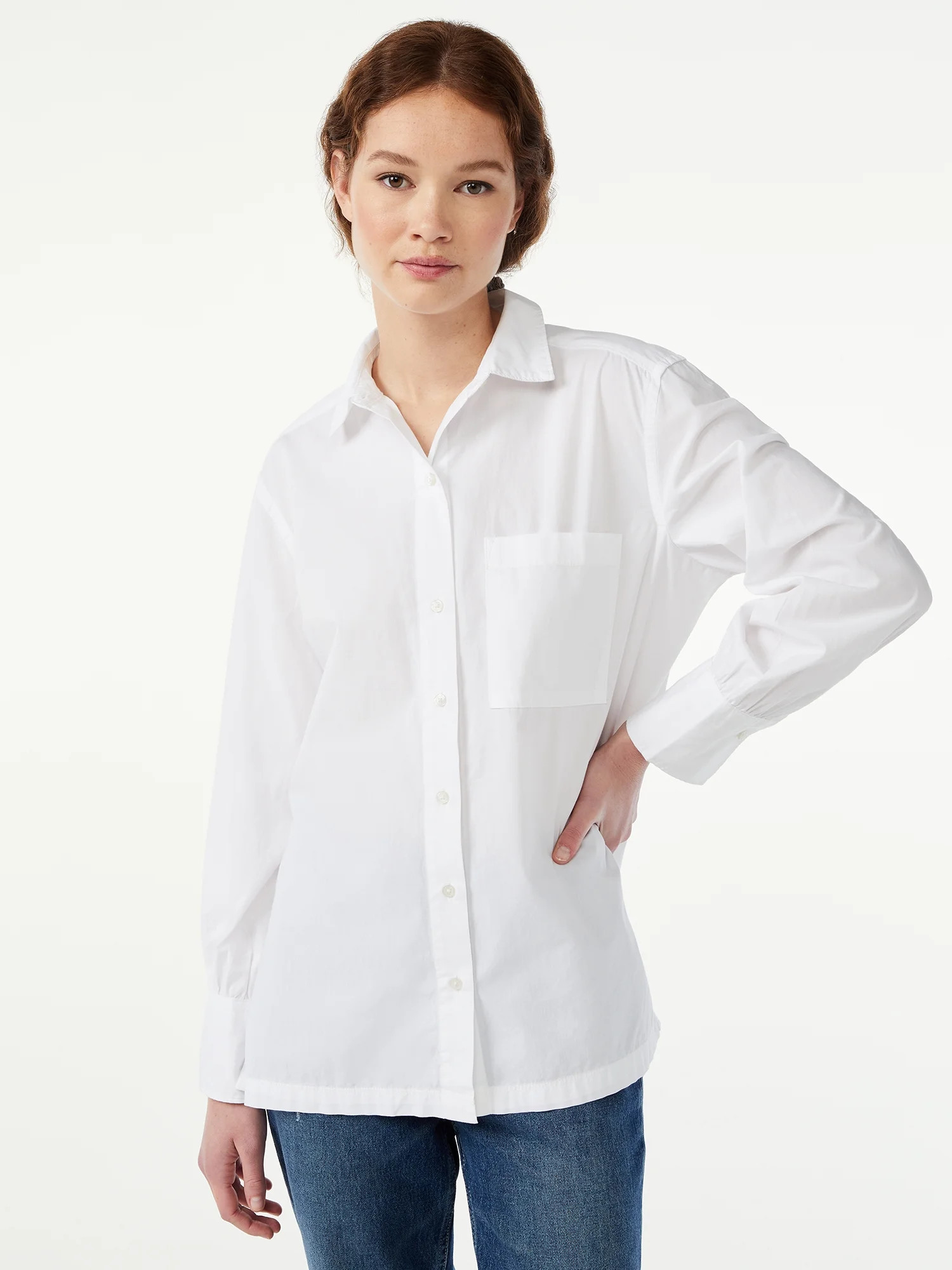 Free Assembly Women's Button Down Boxy Tunic - Walmart.com | Walmart (US)
