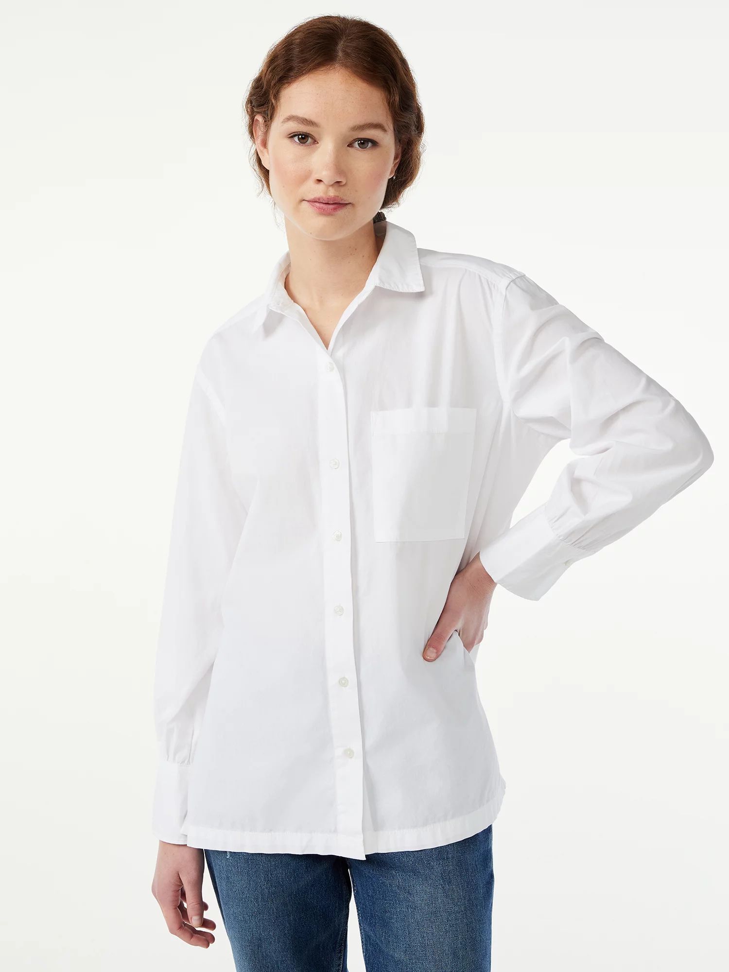 Free Assembly Women's Button Down Boxy Tunic | Walmart (US)