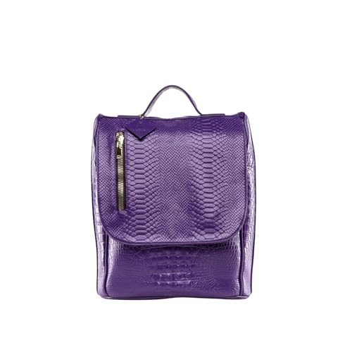 Tote&Carry Apollo 2 Large Vegan Backpack, Eco-Friendly Carry-On Bag for Travel, Work & Daily Use – Water-Resistant (Crocodile Skin Pattern, Purple) | Amazon (US)