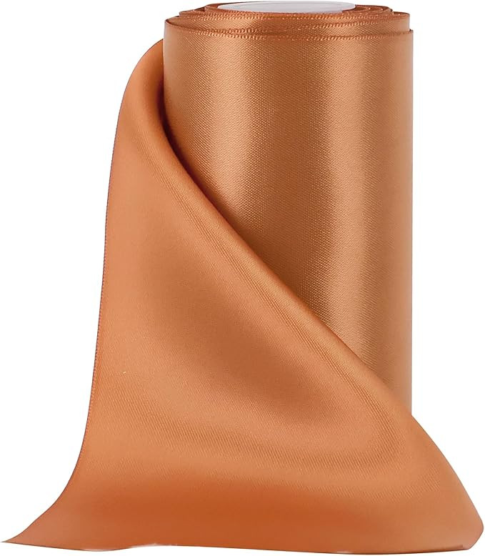 HUIHUANG Terracotta Ribbon 4 inch Wide Thick Terracotta Satin Ribbon for Wedding Chair Sash, Lagr... | Amazon (US)