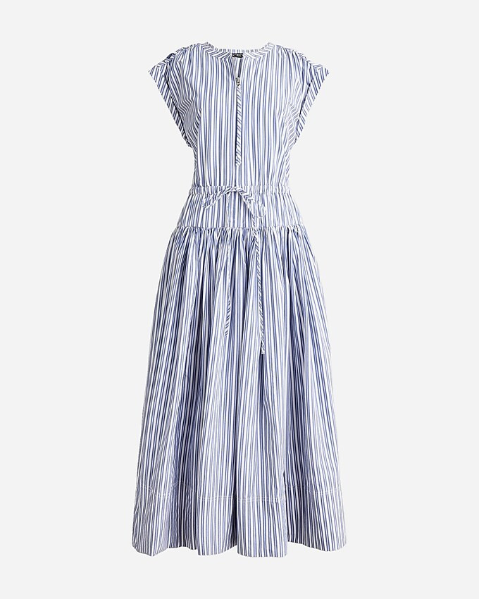 Drop-waist midi dress in striped cotton poplin | J. Crew US