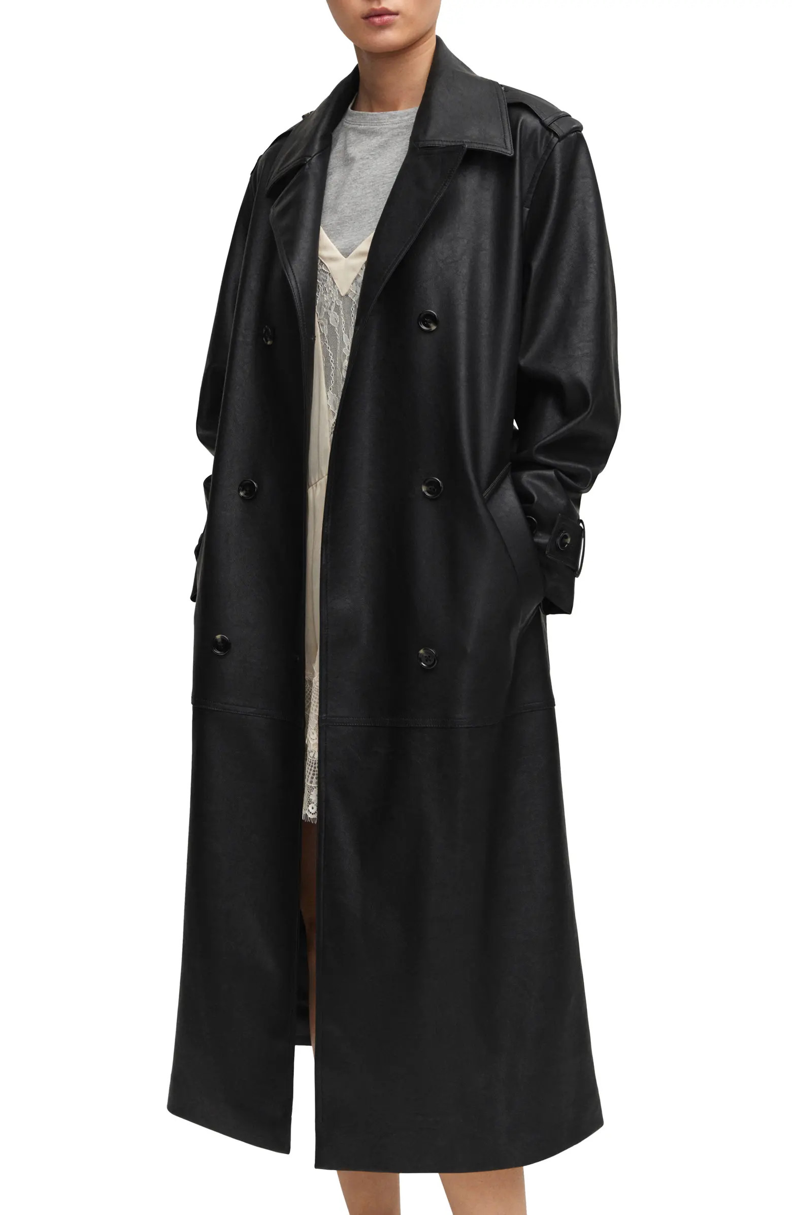 Oversize Faux Leather Trench Coat | Nordstrom