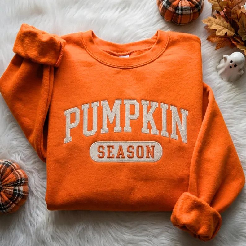 Embossed Fall Pumpkin Season Crewneck Sweatshirt | Etsy (Global)